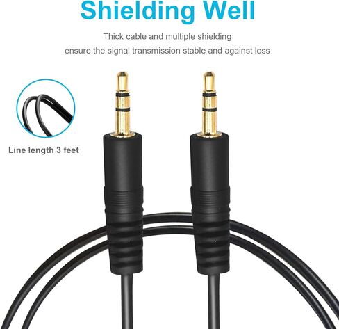 DCEZAEIN 3.5mm Male to Male Stereo Audio Cable for Headphones Car Home Stereo Speakers Tablet Compatible iPhone iPad iPod Echo More - 3FT in Kuwait