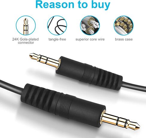 DCEZAEIN 3.5mm Male to Male Stereo Audio Cable for Headphones Car Home Stereo Speakers Tablet Compatible iPhone iPad iPod Echo More - 3FT in Kuwait