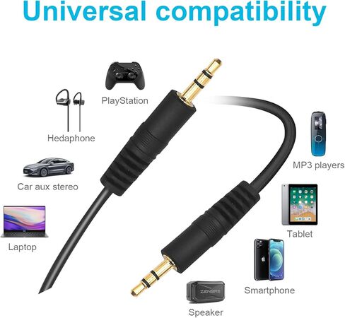 DCEZAEIN 3.5mm Male to Male Stereo Audio Cable for Headphones Car Home Stereo Speakers Tablet Compatible iPhone iPad iPod Echo More - 3FT in Kuwait