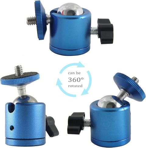 EXMAX 2 PCS Mini Swivel Tripod Ball Head with 1/4" Screw Thread Base Mount 360 Degree Aluminum Alloy Body Rotating Ballhead for DSLR Video Camera Camcorder Mini Projector LED Light Bracket- 2 Pack Red in Kuwait