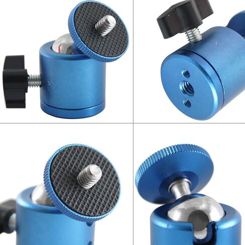 EXMAX 2 PCS Mini Swivel Tripod Ball Head with 1/4" Screw Thread Base Mount 360 Degree Aluminum Alloy Body Rotating Ballhead for DSLR Video Camera Camcorder Mini Projector LED Light Bracket- 2 Pack Red in Kuwait