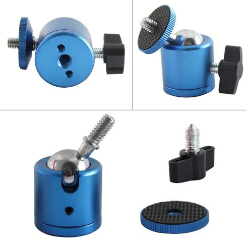 EXMAX 2 PCS Mini Swivel Tripod Ball Head with 1/4" Screw Thread Base Mount 360 Degree Aluminum Alloy Body Rotating Ballhead for DSLR Video Camera Camcorder Mini Projector LED Light Bracket- 2 Pack Red in Kuwait