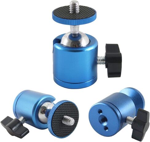 EXMAX 2 PCS Mini Swivel Tripod Ball Head with 1/4" Screw Thread Base Mount 360 Degree Aluminum Alloy Body Rotating Ballhead for DSLR Video Camera Camcorder Mini Projector LED Light Bracket- 2 Pack Red in Kuwait