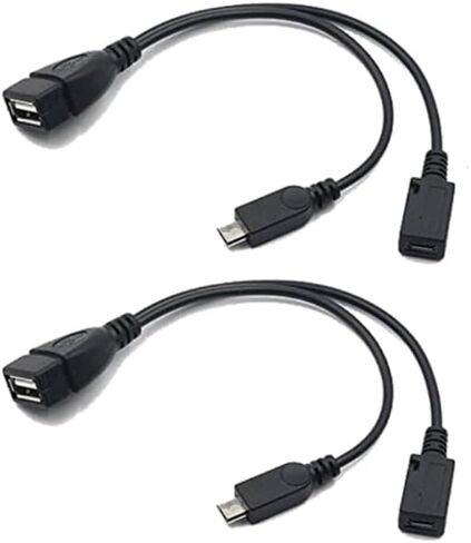 كيبل طاقة او تي جي 2 في 1 من مايكرو USB الى USB متوافق مع فاير ستيك والاجهزة المضيفة وسامسونج وال جي وبلاي ستيشن كلاسيك وعصا البث التلفزيوني من قطعتين in Kuwait