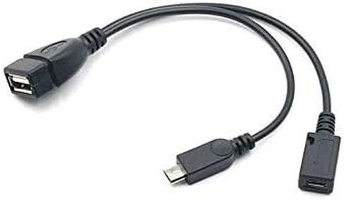 كيبل طاقة او تي جي 2 في 1 من مايكرو USB الى USB متوافق مع فاير ستيك والاجهزة المضيفة وسامسونج وال جي وبلاي ستيشن كلاسيك وعصا البث التلفزيوني من قطعتين in Kuwait