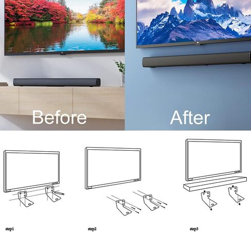 مجموعة تركيب الحائط، دعامة تثبيت قضيب الصوت متوافقة مع بوز WB-300 Sound Touch 300 Soundbar 500، Soundbar 700 (أسود) in Kuwait