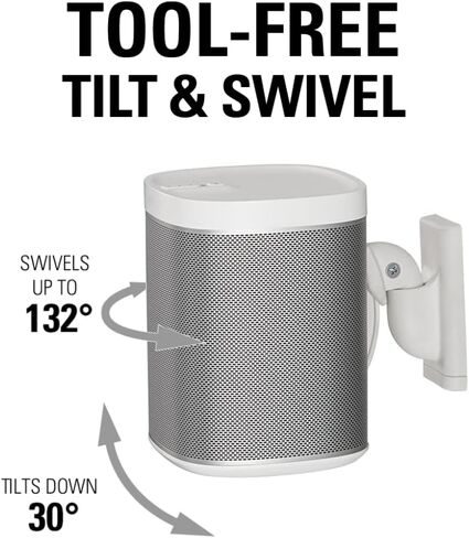 Sanus Adjustable Speaker Wall Mounts Designed for SONOS ONE, Play:1 & Play:3 - Pair (White) in Saudi Arabia