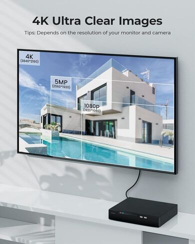 VEEZOOM 4K NVR 8 قنوات، مسجل قرص صلب 2 تيرابايت PoE NVR مثبت مسبقًا، مراقبة فيديو 24/7 لنظام كاميرا الأمان NVR، متوافق مع سعة تصل إلى 12 تيرابايت HDD، يعمل فقط لكاميرا Veezoom in Kuwait