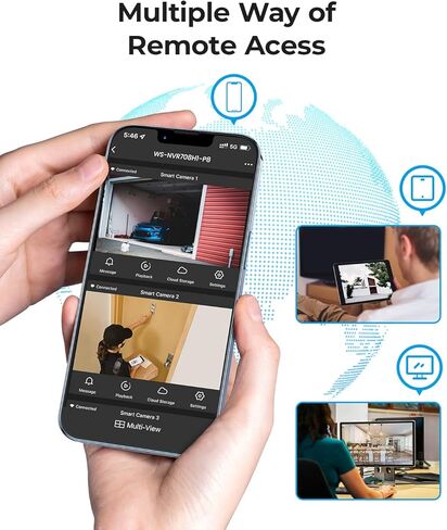 VEEZOOM 4K NVR 8 قنوات، مسجل قرص صلب 2 تيرابايت PoE NVR مثبت مسبقًا، مراقبة فيديو 24/7 لنظام كاميرا الأمان NVR، متوافق مع سعة تصل إلى 12 تيرابايت HDD، يعمل فقط لكاميرا Veezoom in Kuwait