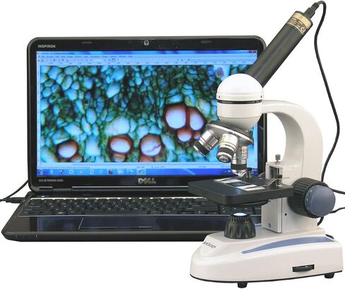 AmScope M158-E1 Digital Cordless Compound Monocular Microscope, WF10x Eyepiece, 40x-400x Magnification, LED Illumination with Rheostat, Brightfield, Single-Lens Condenser, Coaxial Coarse and Fine Focus, Plain Stage, 110V or Battery-Powered, Includes 1.3MP in Saudi Arabia