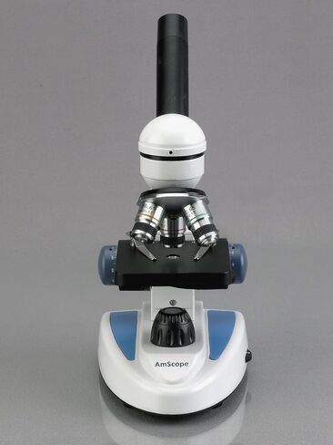 AmScope M158-E1 Digital Cordless Compound Monocular Microscope, WF10x Eyepiece, 40x-400x Magnification, LED Illumination with Rheostat, Brightfield, Single-Lens Condenser, Coaxial Coarse and Fine Focus, Plain Stage, 110V or Battery-Powered, Includes 1.3MP in Saudi Arabia