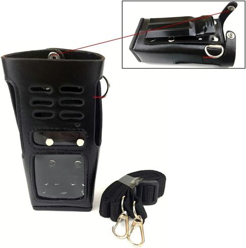 Black Hard Leather Carrying Holder Holster Case with Adjustable Shoulder Strap Compatible for Motorola CB Ham 2 Way Radio GP338 GP339 PRO7450 PRO7350 HT1250 GP328 GP340 Walkie Talkie, by Lsgoodcare in Saudi Arabia