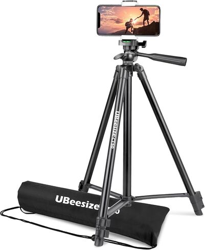 UBeesize 50" Phone Tripod, [2022 Upgraded] Extendable Cell Phone Tripod & Phone Tripod, Portable and Adjustable Camera Stand Holder with Wireless Remote and Universal Clip in Saudi Arabia