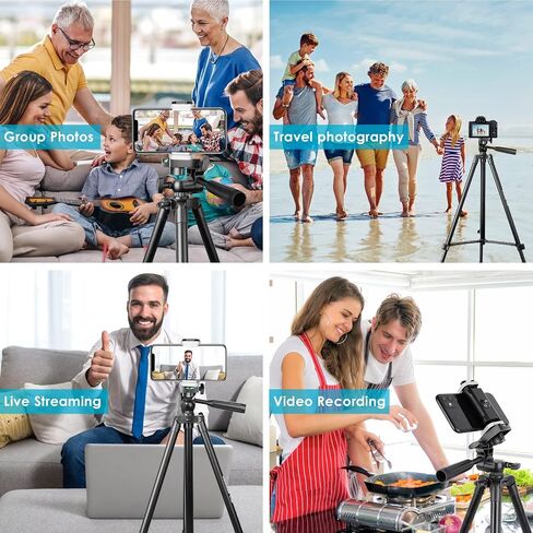 UBeesize 50" Phone Tripod, [2022 Upgraded] Extendable Cell Phone Tripod & Phone Tripod, Portable and Adjustable Camera Stand Holder with Wireless Remote and Universal Clip in Saudi Arabia