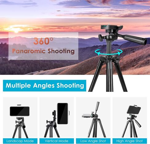 UBeesize 50" Phone Tripod, [2022 Upgraded] Extendable Cell Phone Tripod & Phone Tripod, Portable and Adjustable Camera Stand Holder with Wireless Remote and Universal Clip in Saudi Arabia