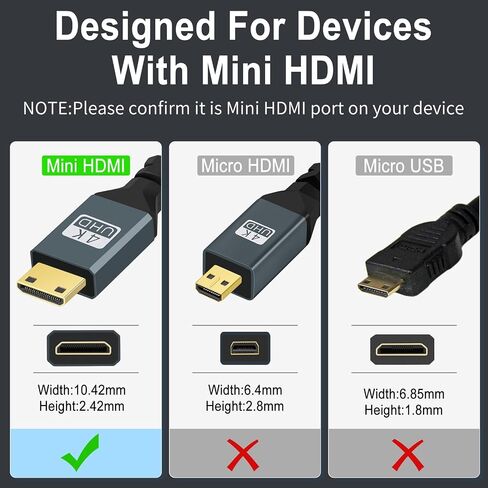 توزوه كيبل ميني HDMI الى VGA بطول 10 قدم، مطلي بالذهب ومضفر بمنفذ HDMI صغير VGA (ذكر الى ذكر) متوافق مع الترا بوك ونوت بوك والتابلت والكاميرات وكاميرات الفيديو in Kuwait