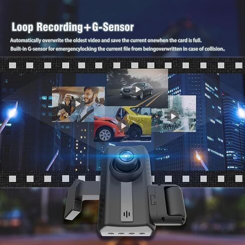 Dash Cam for Cars, 1080P Full HD DVR Dash Camera Front Rear/Inside, 3.0 Inch IPS Screen Dashboard Dashcam with 170° Wide Angle, Night Vision, Parking Mode, G-Sensor, Loop Recording in Kuwait