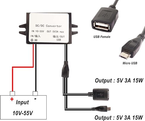 XMSJSIY 12 فولت 36 فولت 48 فولت إلى 5 فولت محول USB صغير تنحى تيار مستمر باك وحدة محول 10-55 فولت إلى 5 فولت 3A 15 واط تيار مستمر إلى تيار مستمر منظم محول طاقة السيارة in Kuwait