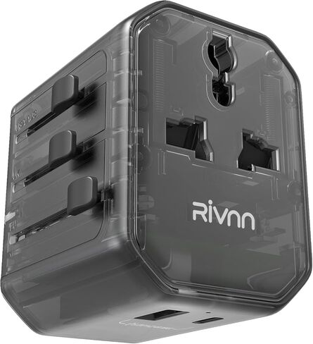محول قابس أوروبي، محول قابس السفر الأوروبي Rivnn، محول قابس السفر العالمي، محول منفذ شاحن السفر الكل في واحد من الولايات المتحدة إلى أوروبا in Kuwait