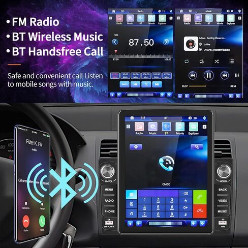 Rimoody Double Din Car Stereo 9.5 Inch Vertical Touch Screen Car Radio with Apple Carplay, Car Audio with Voice Control Bluetooth FM Android Auto USB/TF Card Slot Mirror Link Backup Camera in Saudi Arabia