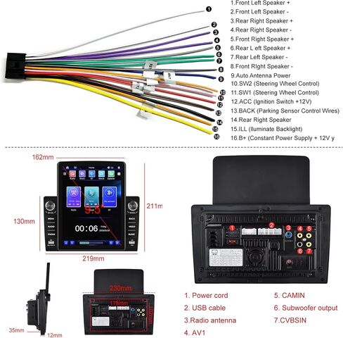 Rimoody Double Din Car Stereo 9.5 Inch Vertical Touch Screen Car Radio with Apple Carplay, Car Audio with Voice Control Bluetooth FM Android Auto USB/TF Card Slot Mirror Link Backup Camera in Saudi Arabia