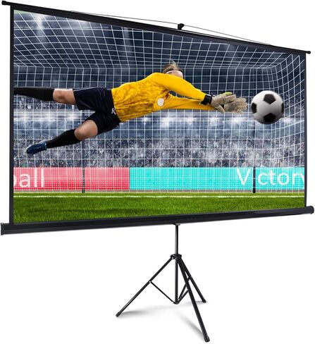 100 Inch Projector Screen Indoor with Stand for Movie Projection, Large 16:9 White Movie Screen, Portable Video Projection Screen for Home Theater, Office Meeting, Outdoor Advertising Camping and etc in Kuwait