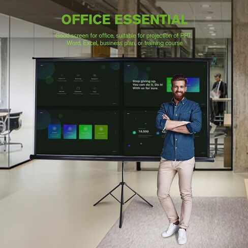 100 Inch Projector Screen Indoor with Stand for Movie Projection, Large 16:9 White Movie Screen, Portable Video Projection Screen for Home Theater, Office Meeting, Outdoor Advertising Camping and etc in Kuwait