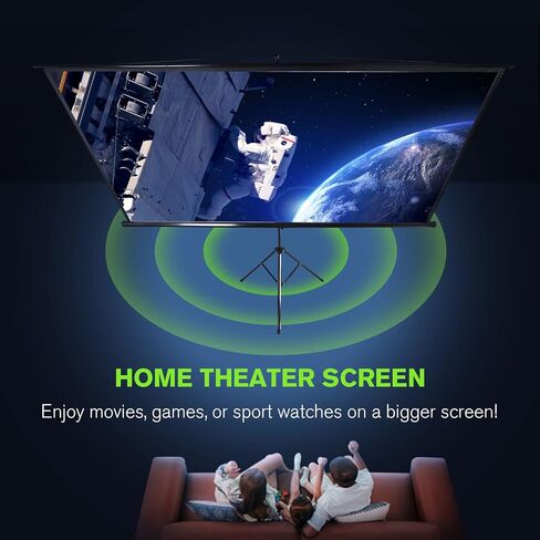 100 Inch Projector Screen Indoor with Stand for Movie Projection, Large 16:9 White Movie Screen, Portable Video Projection Screen for Home Theater, Office Meeting, Outdoor Advertising Camping and etc in Kuwait