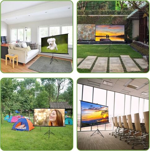 100 Inch Projector Screen Indoor with Stand for Movie Projection, Large 16:9 White Movie Screen, Portable Video Projection Screen for Home Theater, Office Meeting, Outdoor Advertising Camping and etc in Kuwait
