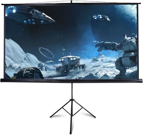 100 Inch Projector Screen Indoor with Stand for Movie Projection, Large 16:9 White Movie Screen, Portable Video Projection Screen for Home Theater, Office Meeting, Outdoor Advertising Camping and etc in Kuwait