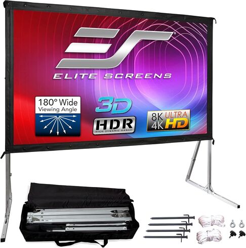 Elite Screens Yard Master Lite, 125-inch Outdoor Projector Screen 16:9 Double Sided Wrinkle-Free Foldable Portable Indoor Movie Projection Screen, | US Based Company 2-Year Warranty,OMS125HLITE in Saudi Arabia