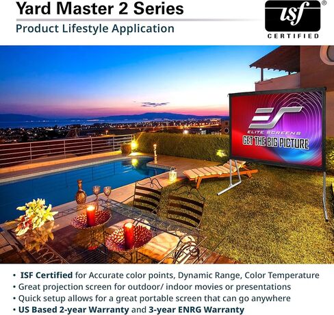 Elite Screens Yard Master Lite, 125-inch Outdoor Projector Screen 16:9 Double Sided Wrinkle-Free Foldable Portable Indoor Movie Projection Screen, | US Based Company 2-Year Warranty,OMS125HLITE in Saudi Arabia