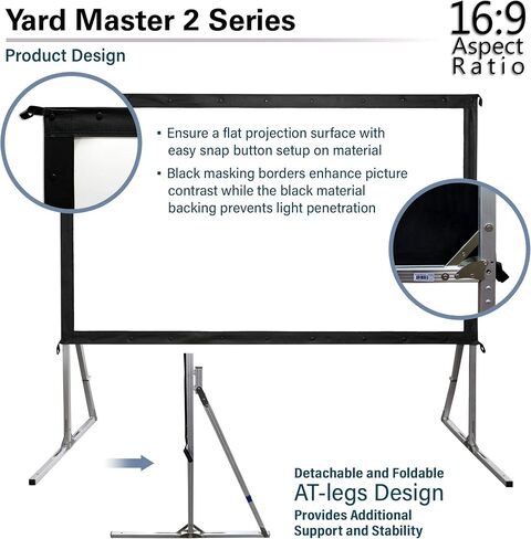 Elite Screens Yard Master Lite, 125-inch Outdoor Projector Screen 16:9 Double Sided Wrinkle-Free Foldable Portable Indoor Movie Projection Screen, | US Based Company 2-Year Warranty,OMS125HLITE in Saudi Arabia