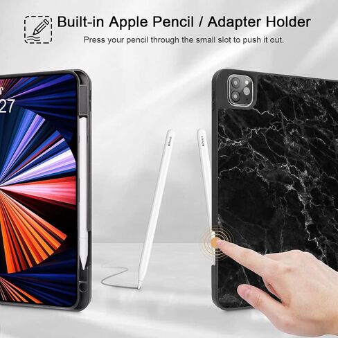 حافظة Tuiklol لجهاز iPad Pro 12.9 2022 2021 الجيل السادس - حامل أقلام رصاص مدمج - حامل ثلاثي الطي - تنبيه/غفو تلقائي، حافظة خلفية واقية ناعمة من مادة TPU لجهاز iPad Pro 2020 2018 مقاس 12.9 بوصة، كتاب تكوين in Kuwait
