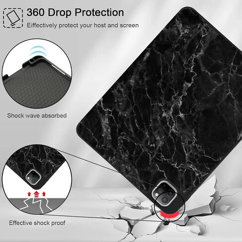 حافظة Tuiklol لجهاز iPad Pro 12.9 2022 2021 الجيل السادس - حامل أقلام رصاص مدمج - حامل ثلاثي الطي - تنبيه/غفو تلقائي، حافظة خلفية واقية ناعمة من مادة TPU لجهاز iPad Pro 2020 2018 مقاس 12.9 بوصة، كتاب تكوين in Kuwait