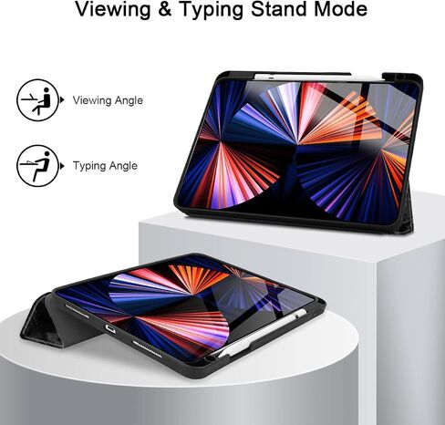 حافظة Tuiklol لجهاز iPad Pro 12.9 2022 2021 الجيل السادس - حامل أقلام رصاص مدمج - حامل ثلاثي الطي - تنبيه/غفو تلقائي، حافظة خلفية واقية ناعمة من مادة TPU لجهاز iPad Pro 2020 2018 مقاس 12.9 بوصة، كتاب تكوين in Kuwait