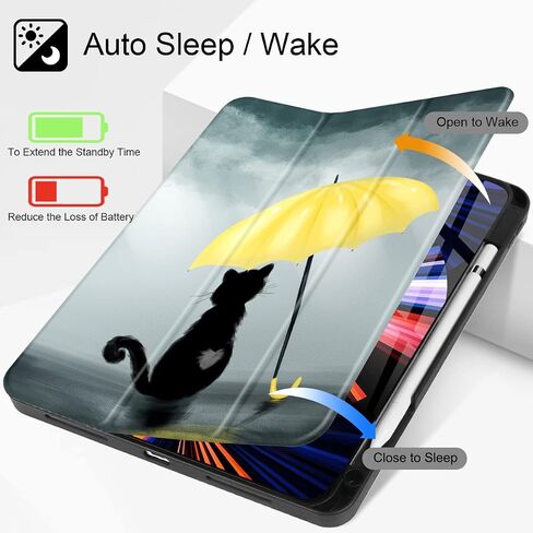 حافظة Tuiklol لجهاز iPad Pro 12.9 2022 2021 الجيل السادس - حامل أقلام رصاص مدمج - حامل ثلاثي الطي - تنبيه/غفو تلقائي، حافظة خلفية واقية ناعمة من مادة TPU لجهاز iPad Pro 2020 2018 مقاس 12.9 بوصة، كتاب تكوين in Kuwait