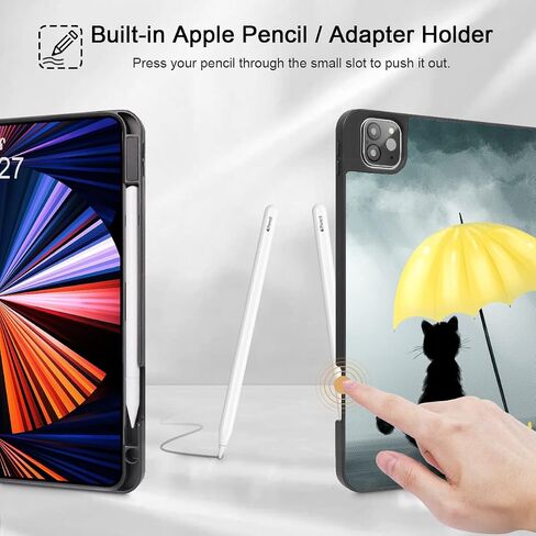 حافظة Tuiklol لجهاز iPad Pro 12.9 2022 2021 الجيل السادس - حامل أقلام رصاص مدمج - حامل ثلاثي الطي - تنبيه/غفو تلقائي، حافظة خلفية واقية ناعمة من مادة TPU لجهاز iPad Pro 2020 2018 مقاس 12.9 بوصة، كتاب تكوين in Kuwait