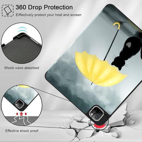حافظة Tuiklol لجهاز iPad Pro 12.9 2022 2021 الجيل السادس - حامل أقلام رصاص مدمج - حامل ثلاثي الطي - تنبيه/غفو تلقائي، حافظة خلفية واقية ناعمة من مادة TPU لجهاز iPad Pro 2020 2018 مقاس 12.9 بوصة، كتاب تكوين in Kuwait