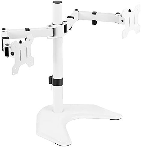 VIVO STAND-V002F Dual LED LCD Monitor Free-Standing Desk Stand for 2 Screens up to 27 Inch Heavy-Duty Fully Adjustable Arms with Max VESA 100x100mm in Saudi Arabia