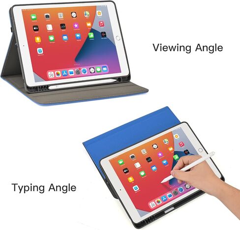 RUBAN Case for iPad 9th / 8th / 7th Generation (2021/2020/2019) 10.2 Inch - Premium Leather Business Multi-Angle Viewing Stand Cover & Pencil Holder, Auto Sleep Wake (BLACK) in Kuwait