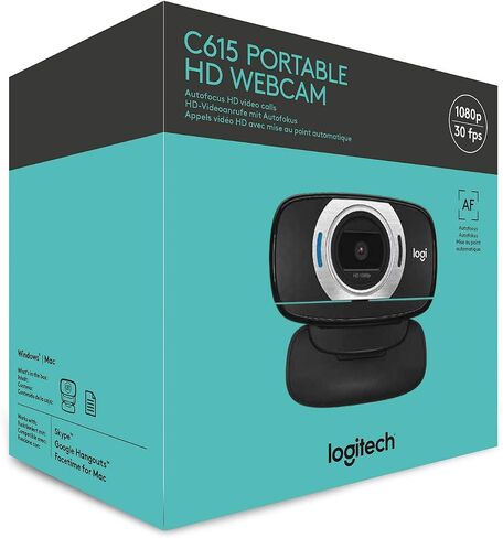 Logitech HD Laptop Webcam C615 with Fold-and-Go Design, 360-Degree Swivel, 1080p Camera in Saudi Arabia