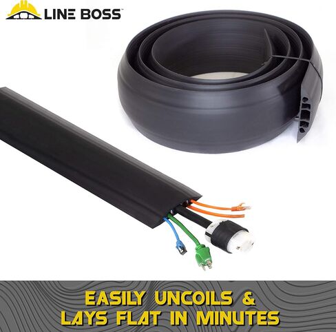 Line Boss 3-Channel Wire Hider, Cord Protector and Cable Organizer for Industrial Cable Management, 4.5 in. X 5 ft., Black, 6500-5C in Saudi Arabia