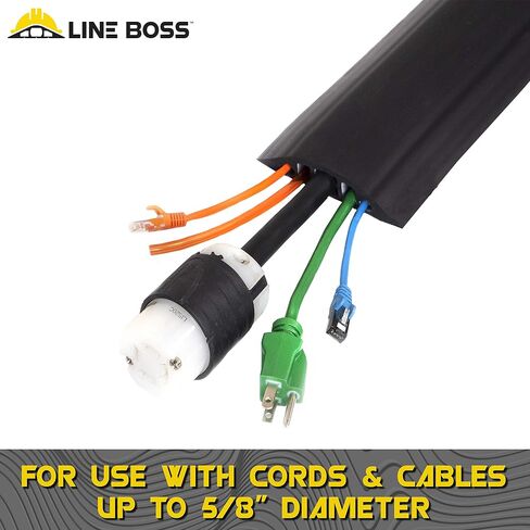 Line Boss 3-Channel Wire Hider, Cord Protector and Cable Organizer for Industrial Cable Management, 4.5 in. X 5 ft., Black, 6500-5C in Saudi Arabia