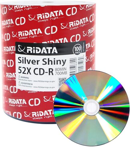 100 حزمة Ridata CD-R 52X 700MB 80Min قرص فضي لامع قابل للتسجيل للوسائط الفارغة in Kuwait
