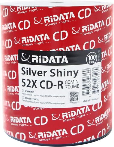 100 حزمة Ridata CD-R 52X 700MB 80Min قرص فضي لامع قابل للتسجيل للوسائط الفارغة in Kuwait