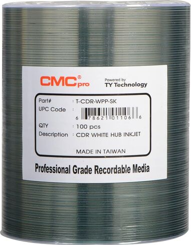 CMC Pro - يعمل بتقنية TY Technology 48X موزع حبر أبيض قابل للطباعة CDR 80 دقيقة/700 ميجابايت في 100 عبوة in Saudi Arabia