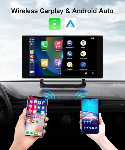 شاشة Apple Carplay المحمولة مقاس 5 بوصات، شاشة CarPlay محمولة تعمل بنظام Android مع كاميرا 4K ومسجل قيادة وتحكم صوتي وبلوتوث وجهاز إرسال FM Siri وستيريو السيارة المحمول in Saudi Arabia