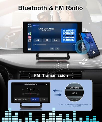 شاشة Apple Carplay المحمولة مقاس 5 بوصات، شاشة CarPlay محمولة تعمل بنظام Android مع كاميرا 4K ومسجل قيادة وتحكم صوتي وبلوتوث وجهاز إرسال FM Siri وستيريو السيارة المحمول in Saudi Arabia