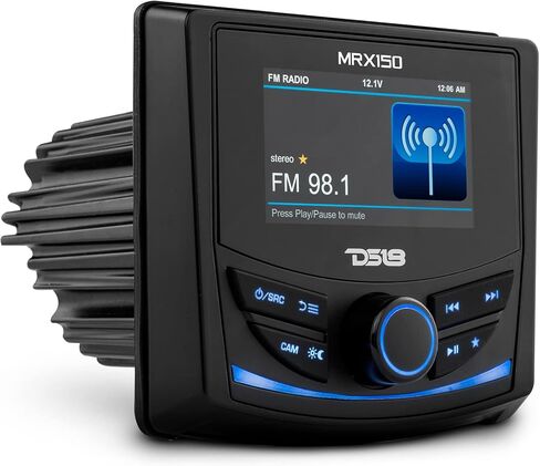 وحدة رأس DS18 MRX150 للبحرية والرياضات القوية مقاس 3 بوصات، مستقبل راديو AM/FM/WB RDS، زجاج غوريلا، تصنيف IPx6 المقاوم للماء، BT، USB، AUX - رائعة للقوارب الصوتية، ATV، UTV، SXS وعربة الجولف in Kuwait